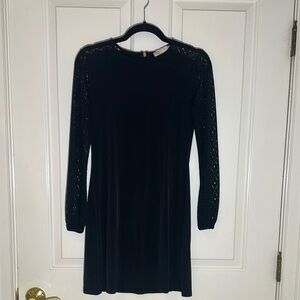 Elegant Black Lace Sleeve Dress